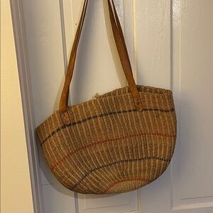 Vintage Woven Jute Tote Bag